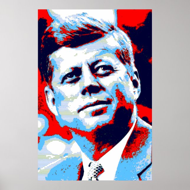 Affiche Red Blue Pop Art JFK John F. Kennedy (Devant)