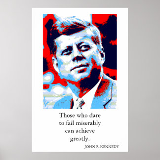 Affiche Red Blue Pop Art JFK John F. Kennedy Citation Atte