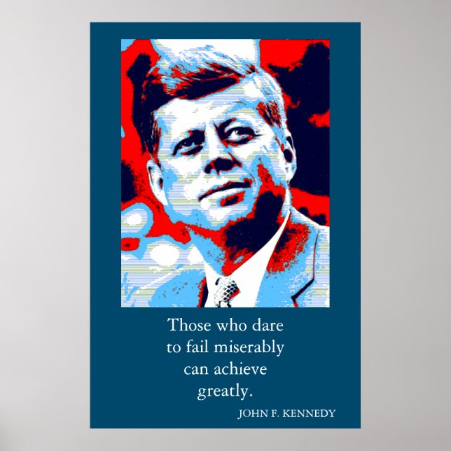 Affiche Red Blue Pop Art JFK John F. Kennedy Citation Atte (Devant)