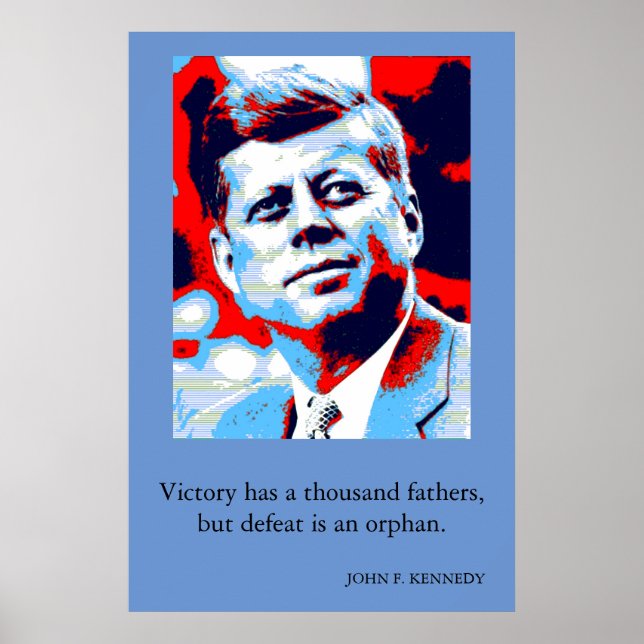 Affiche Red Blue Pop Art JFK John F. Kennedy Citation Atte (Devant)