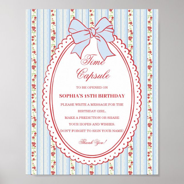 Affiche Red & Blue Vintage Fancy Floral Time Capsule Game (Devant)