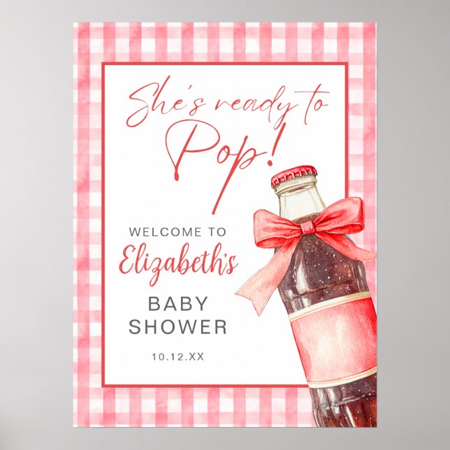 Affiche Red Bow Soda Bottle Baby Shower Welcome Sign (Devant)