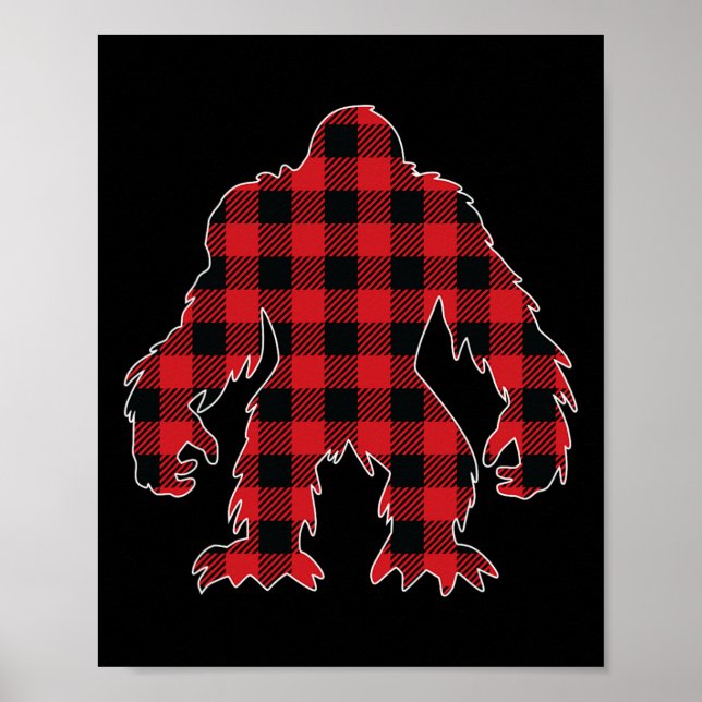 Affiche Red Buffalo Plaid Bigfoot Matching Famille Christm (Devant)