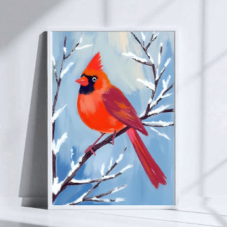 Affiche Red Cardinal | Winter Watercolor Holiday