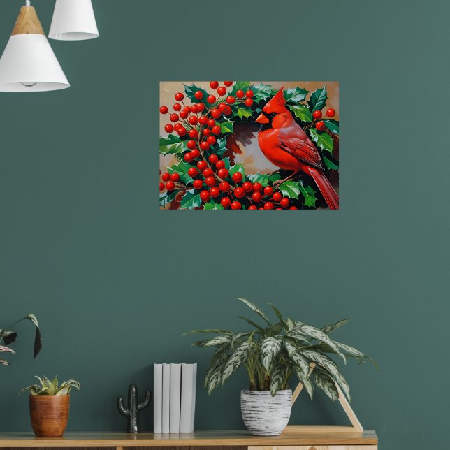 Affiche Red Cardinal with Wreath (Salon 1)
