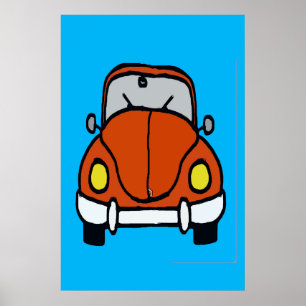 Affiche Red Classic Car Cartoon