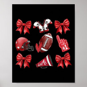 Affiche Red Coquette Bow Football Jour Femmes Filles Enfan