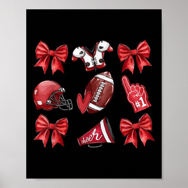Affiche Red Coquette Bow Football Jour Femmes Filles Enfan (Devant)