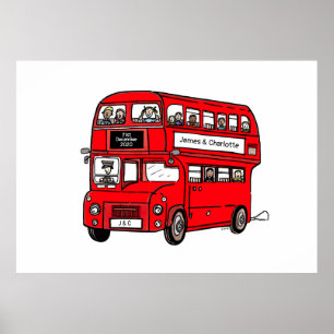 Affiche Red Double Decker London Bus Mariage Imprimer l'af