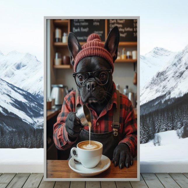 Affiche Red Flannel Frenchie : Brew and Buzz (Créateur téléchargé)