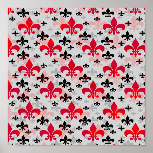 Affiche Red Fleur De Lis Surface Motif Design Télécharger (Devant)