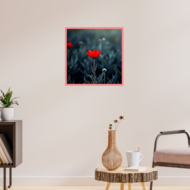 Affiche Red Flower Dark Night Solitude Art (Salon 3)