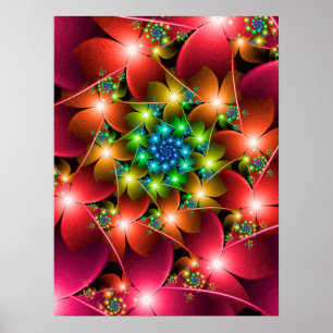 Affiche Red flowers fractal