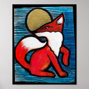 Affiche Red Fox Pleine lune Loyal Renards Loyal LuneEnfant