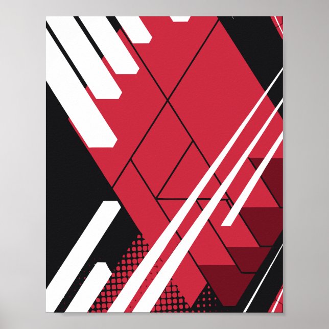 Affiche Red Geometric Structure with Shaded Depth (Devant)
