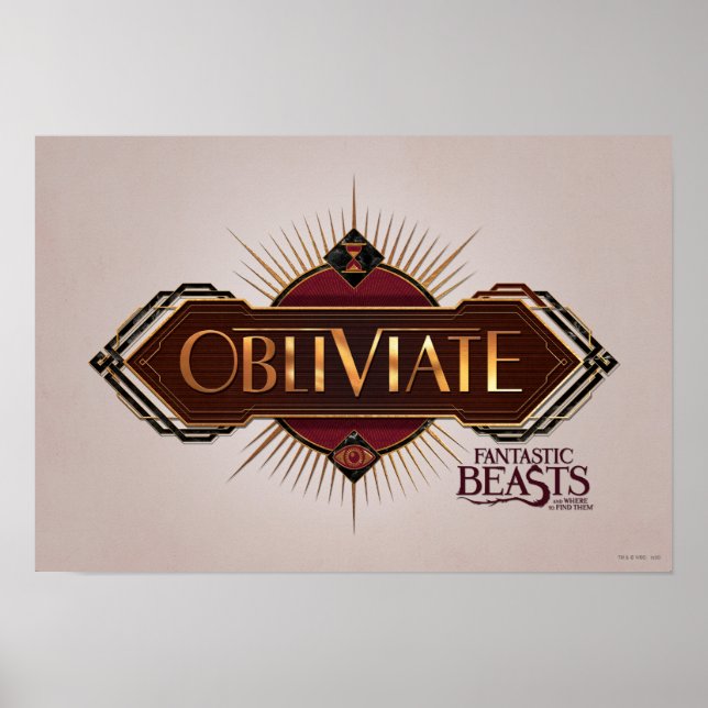 Affiche Red & Gold Art Deco Obliviate Spell (Devant)