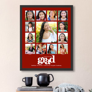 Affiche Red Graduation K-12 Photo Collage Bold Type modern