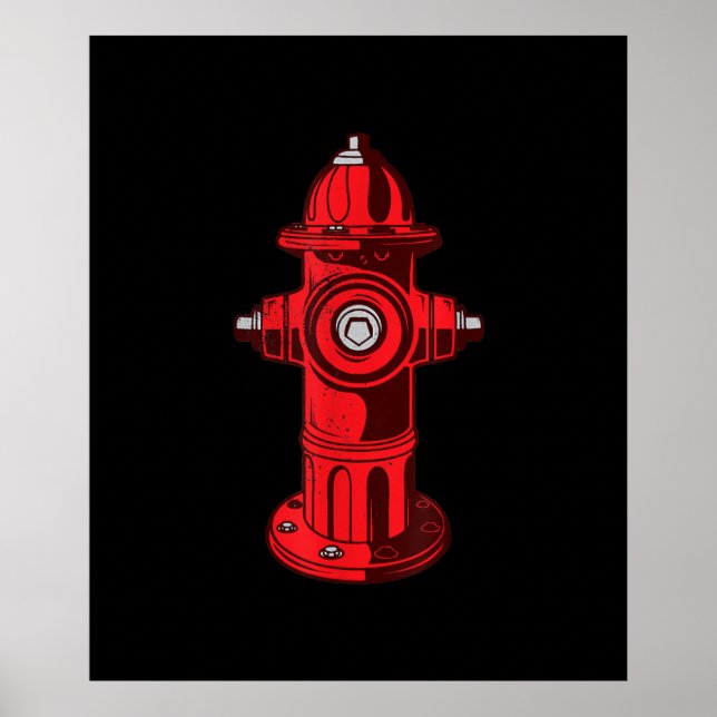 Affiche Red Graphic Fire Hydrant Firefighter Work Gifts (Devant)