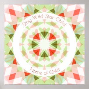 Affiche Red Green Stay Wild Star Nom de l'enfant Nourritur