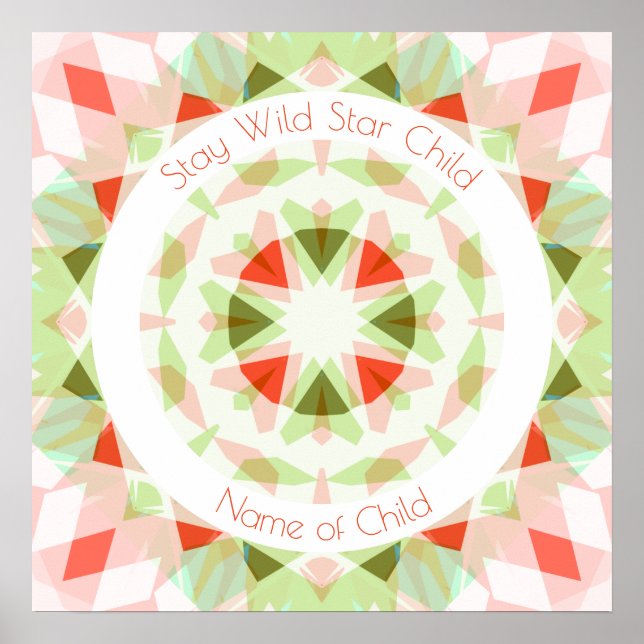 Affiche Red Green Stay Wild Star Nom de l'enfant Nourritur (Devant)