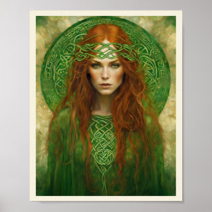 Affiche Red Hair Celtic Knot Headband Art Nouveau Femme