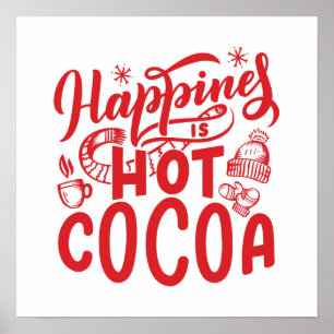 Affiche Red Happiness est Hot Cocaca Typographie Holiday