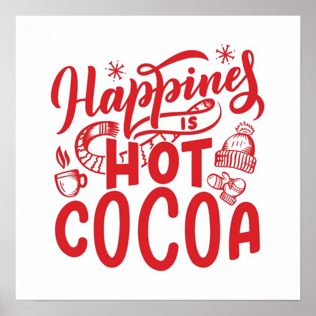 Affiche Red Happiness est Hot Cocaca Typographie Holiday (Devant)