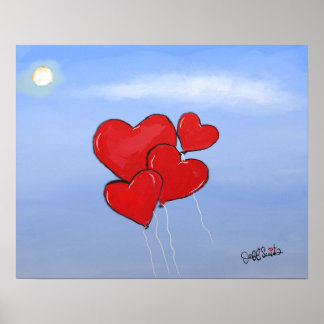 Affiche Red Heart Balloons Love est dans l'air art origina