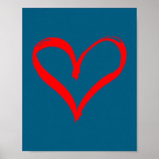 Affiche Red Heart Funny Cute Design For Men Women Husband  (Devant)