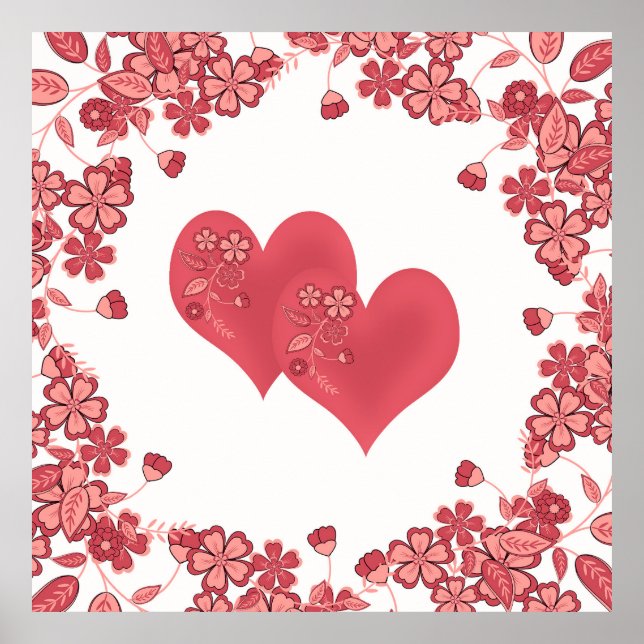 Affiche red heart love Valentine's day (Devant)