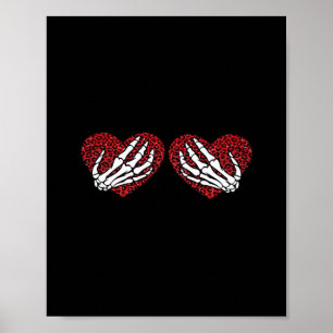 Affiche Red Heart Skeleton Mains Classique