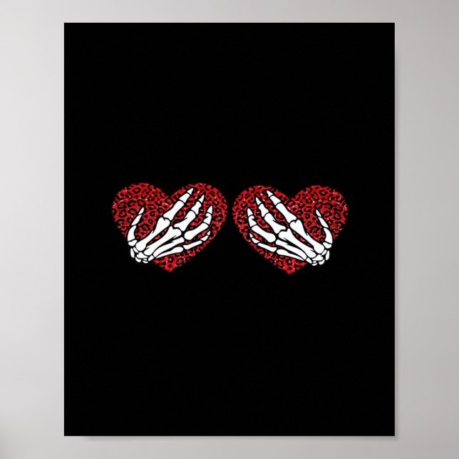 Affiche Red Heart Skeleton Mains Classique (Devant)
