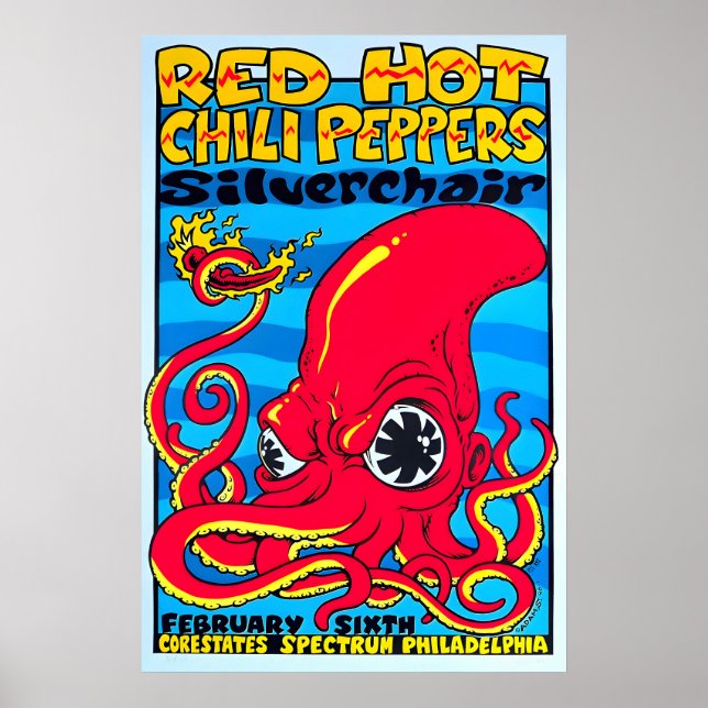 Affiche Red Hot Chili Peppers Art Psychédélique Ca (Devant)