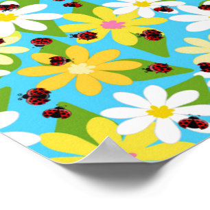 Affiche Red Ladybug Beetle Insect Lover Black Hearts