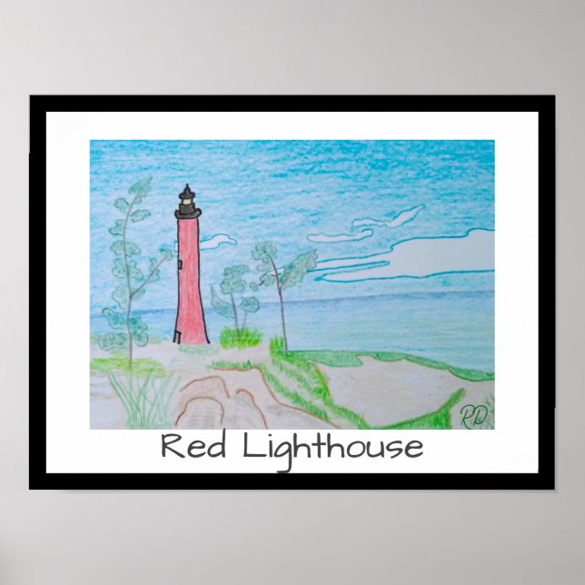 Affiche Red Light House à la plage (Devant)