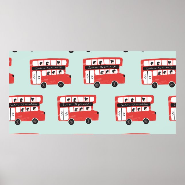Affiche Red London Double Decker Bus sans joint Motif (Devant)