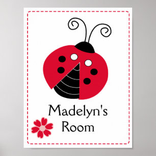 Affiche Red Mod Ladybug Girl's Room Art Imprimer personnal