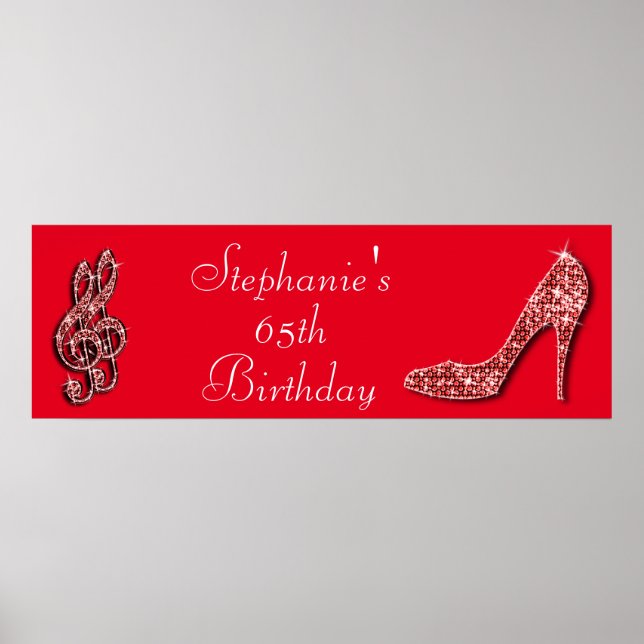Affiche Red Music Note et Stiletto 65e anniversaire (Devant)