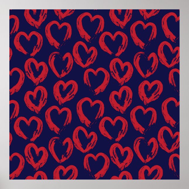 Affiche Red Navy Heart en forme de Valentine’s Day - sans  (Devant)