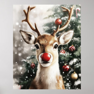 Affiche Red Nose Reindeer Christmas Wall Art