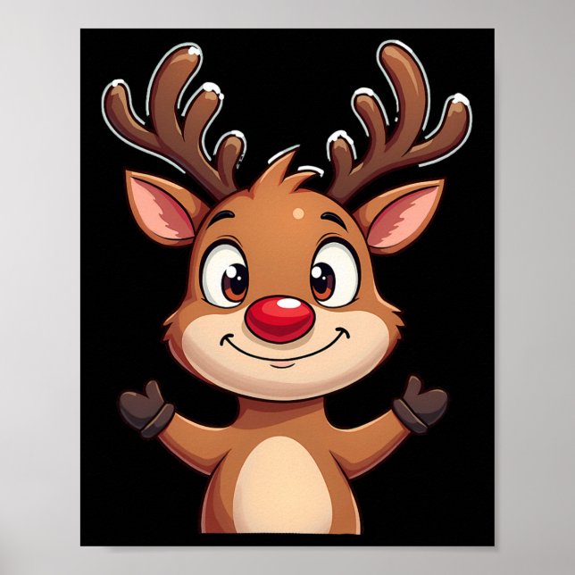 Affiche Red Nose Reindeer Noël mignon Festif Fête D (Devant)