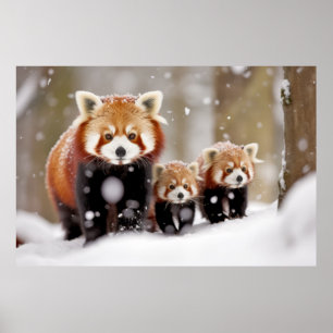 Affiche Red Panda Animal Famille errer Nature