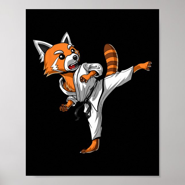 Affiche Red Panda Karate Ninja Martial Arts Kickboxe Tae (Devant)