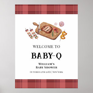 Affiche Red Plaid Country Baby Q Baby shower Bienvenue