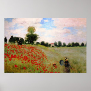 Affiche Red Poppies by Monet - Poppy Field Parasol Woman