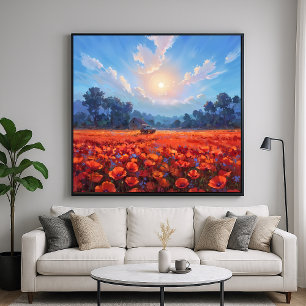 Affiche Red Poppies Field - Impressionnisme Style Paysage