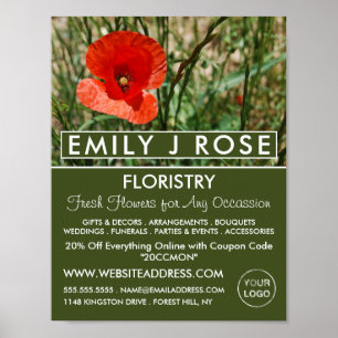Affiche Red Poppy, Floristry Publicité