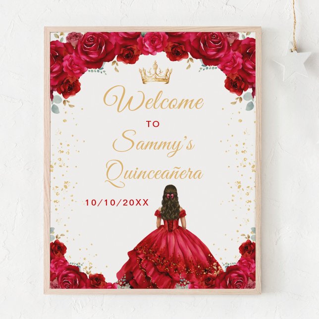 Affiche Red Princess Quinceañera Bienvenue (Créateur téléchargé)