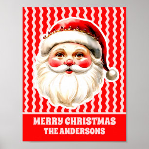 Affiche Red Retro Santa Claus Red Ric Rac Famille Noël