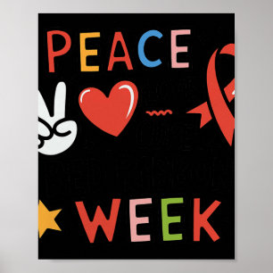 Affiche Red Ribbon Week Peace Love Cure Drug Free Say No T